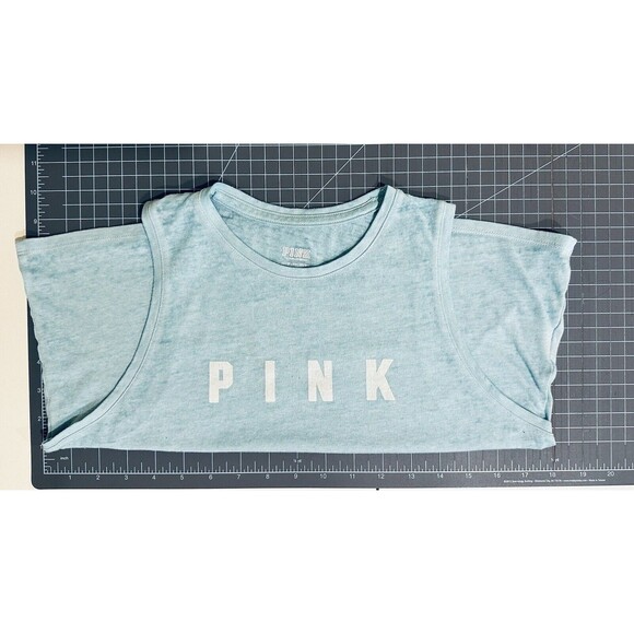 Victoria Secret Pink Tank XS Women Cropped Tank Top Mint Green Burnout Shirt - Picture 5 of 6